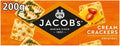 JACOB'S Original Cream Crackers, 200g (Pack of 1) — High-Fiber, Vegetarian-Friendly, Savory or Sweet Crunch
