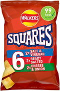 Walkers Squares Variety Multipack Snacks Crisps 6x22g