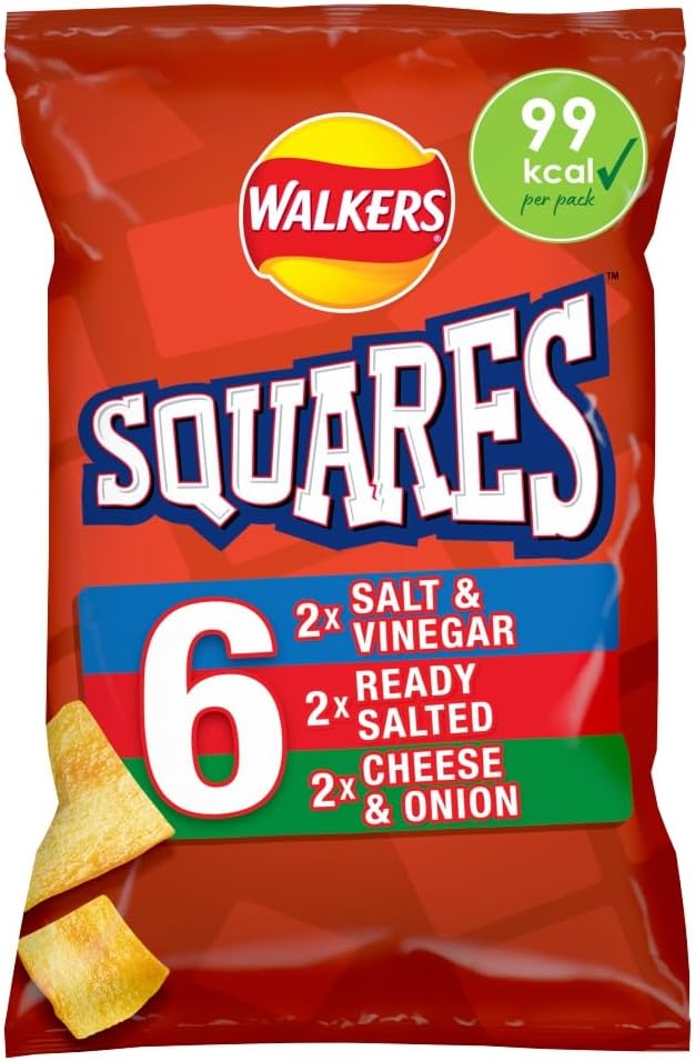 Walkers Squares Variety Multipack Snacks Crisps 6x22g