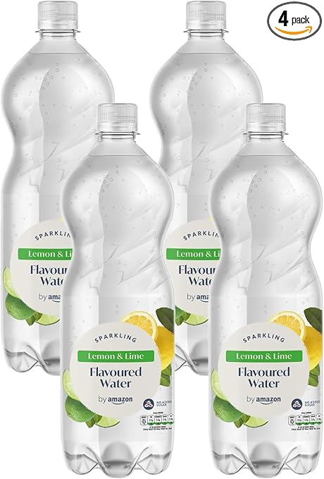 by Amazon Lemon & Lime Flavoured Sparkling Water, 1L (Pack of 4)
