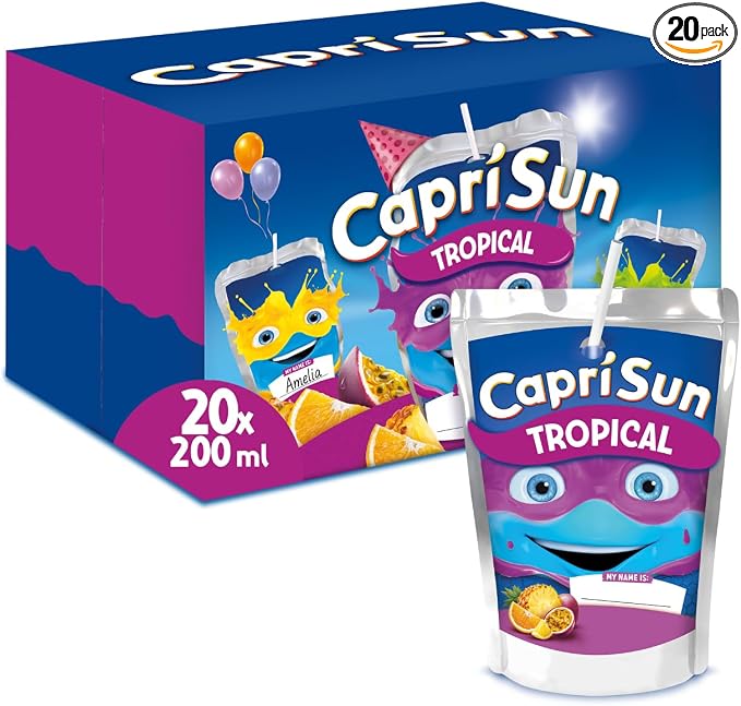 Capri-Sun Tropical Kids Juice Drink, Party Pack, 20x200ml — Exotic blend of lemon, orange, apple, pineapple