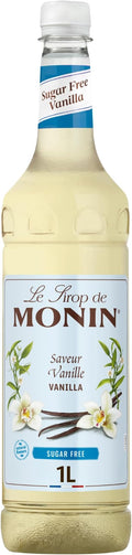 Monin Premium Vanilla Sugar Free Syrup 1L For Coffee And Cocktails. Vegan-Friendly, Allergen-Free, 100