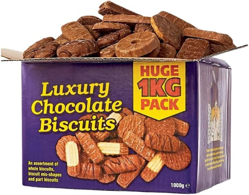 BROKEN CHOCOLATE BISCUITS ASSORTMENT 1KG - Box Of Broken Biscuits Bulk, Biscuit Box Selection — Chocolate