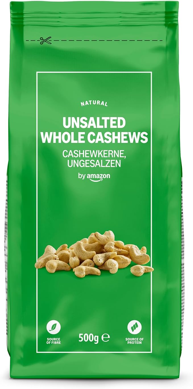 by Amazon Whole Cashew Nuts Unsalted, 500g