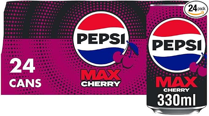 Pepsi Max Cherry No Sugar Cola Cans 24 x 330ml