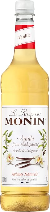 Monin Premium Vanilla Syrup 1L For Coffee And Cocktails. Vegan-Friendly, Allergen-Free, 100 Percent Natural