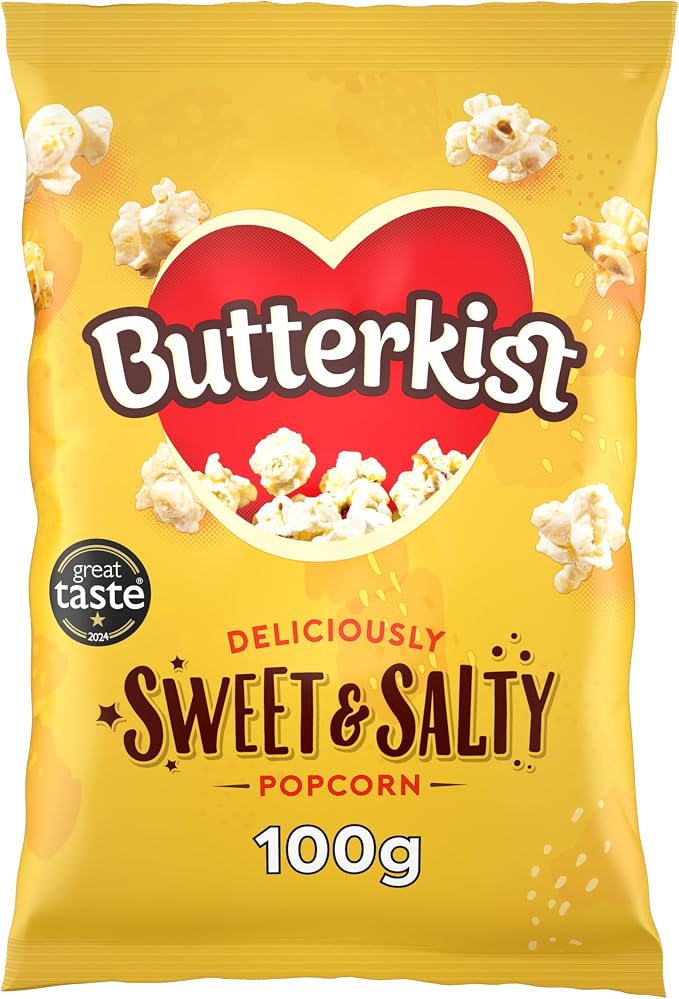 Butterkist - SWEET & SALTY popcorn 100g - 150 Calories Per Serving - Gluten Free, No Artificial Colours