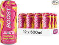 Boost Juic'd Energy Drink Pineapple & Guava Juice Punch | 12 Multipack Carbonated Soft Drinks with Real