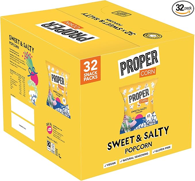 PROPER Sweet & Salty Popcorn, Natural Sea Salt and Demerara Sugar Seasoning, Vegetarian, Gluten-Free