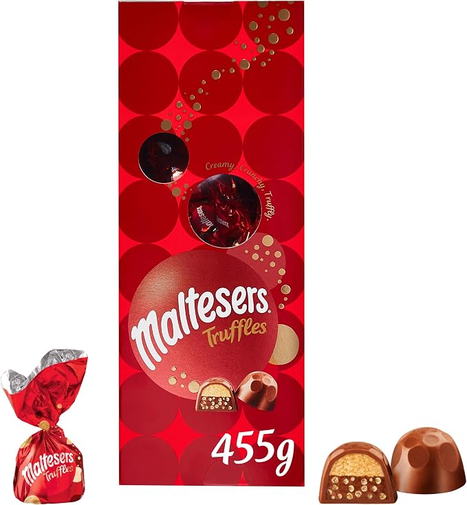 Maltesers Milk Chocolate Honeycomb Creamy Truffles Sweets Gift Box, 455g — Crunchy Honeycomb Pieces with