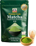 Double Dragon Organic Matcha Green Tea Powder 100g - Premium Ceremonial Grade Matcha Powder, Stone-Ground