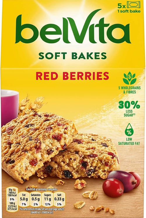 Belvita Soft Bakes Red Berries Breakfast Biscuits, 250 g (Pack of 1) — Nutritious & Delicious, Vegetarian