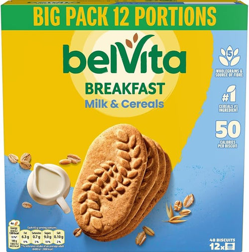 Belvita Breakfast Biscuits, Milk & Cereals, 540 g (Pack of 1) — Nutritious Wholegrain Biscuits for Sharing