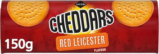 JACOB'S Cheddars Red Leicester Flavour Cheese Biscuits, 150 g (Pack of 1) — Individually Wrapped