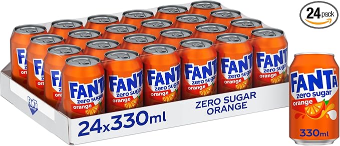 Fanta Zero Orange Soft Drink Cans, 24 x 330 mL