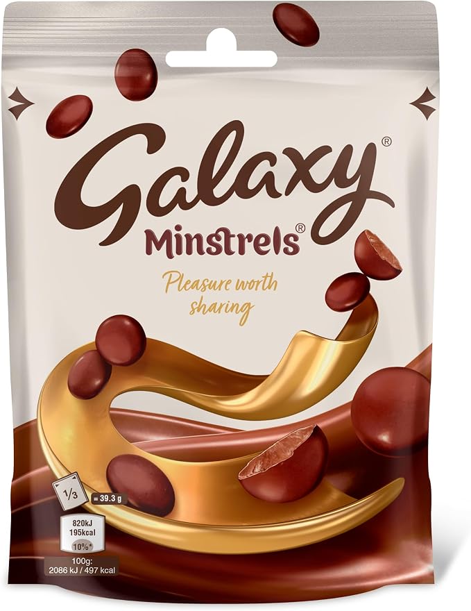 Galaxy Minstrels Milk Chocolate Crisp Shell Buttons Sharing Pouch Bag 118g | Crisp Shell Milk Chocolate