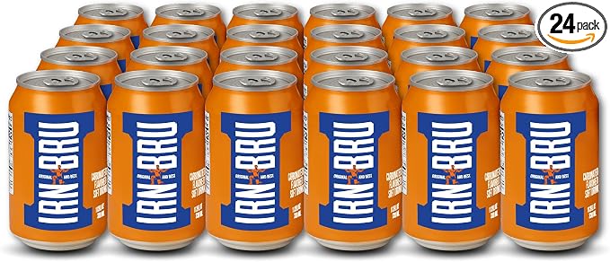 IRN-BRU Regular, 24 Pack Iconic Flavoured Fizzy Drinks Multipack Cans - 24 x 330ml Cans