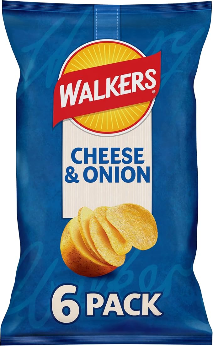 Walkers Cheese and Onion Vegetarian Multipack Crisps 6x25g