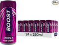 Boost Energy Drink Cherry Flavour - 24 Pack Drinks with Caffeine, Taurine and Vitamin B Carbonated