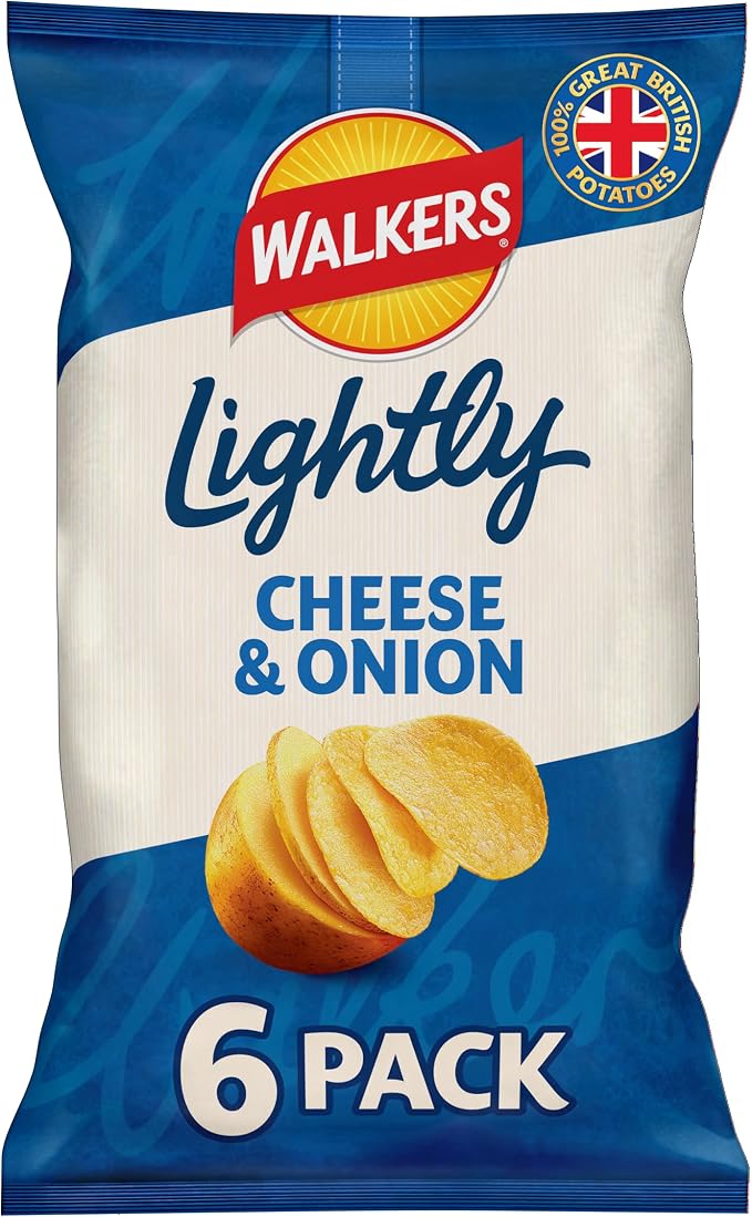 Walkers Lightly Cheese & Onion Multipack Crisps 6x25g