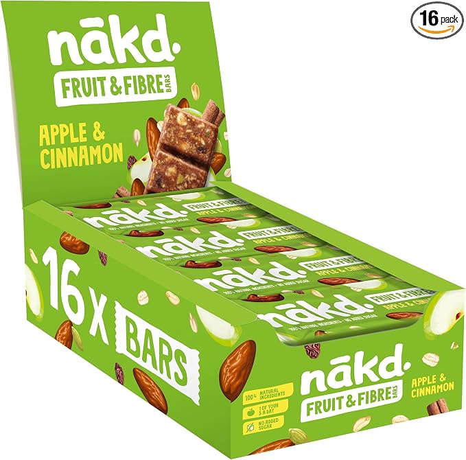 nakd. Fruit & Fibre bars - Apple & Cinnamon - High in fibre - 100% Natural ingredients - No added sugar
