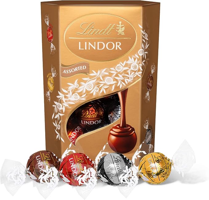 Lindt Lindor Assorted Chocolate Truffles – 200g Box (Approx. 16 Balls) – Smooth Filling – Gift