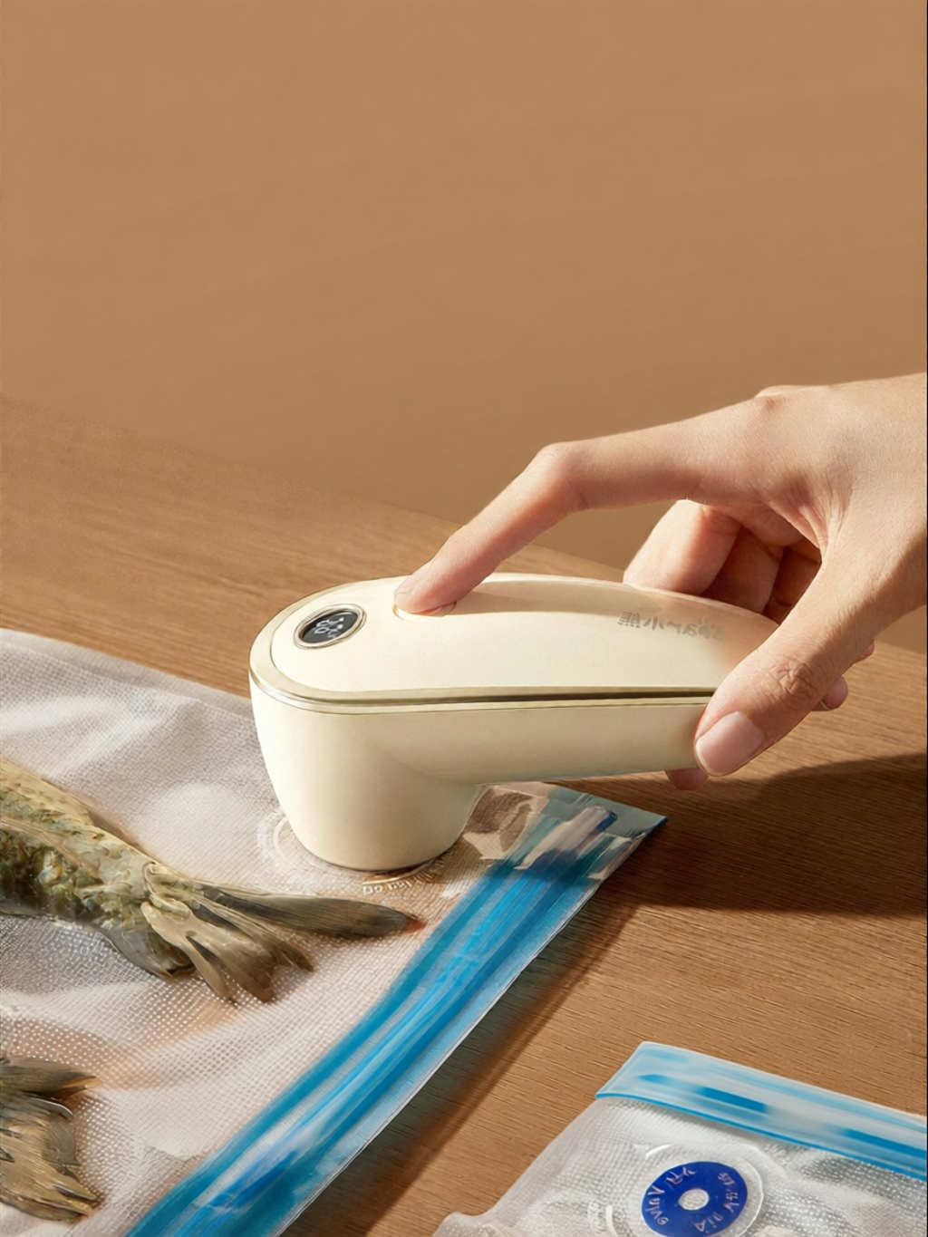 Bear handheld vacuum pump used with a valve storage bag