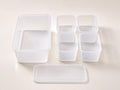 Translucent modular fridge organiser with four removable inner bins and lid