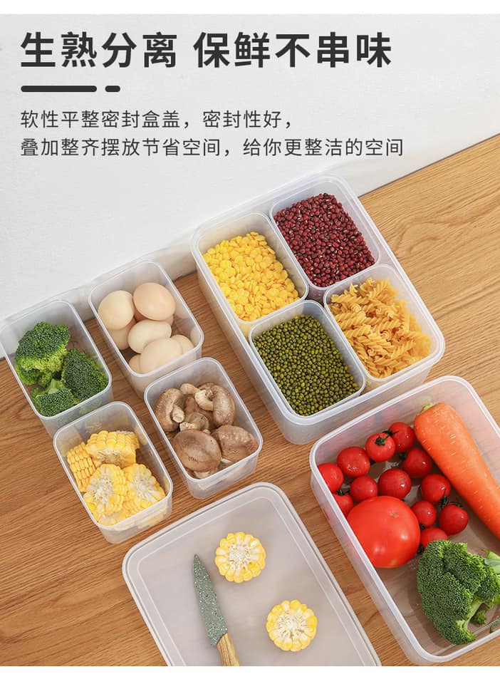 Six-piece modular fridge organiser shown in use