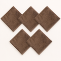Five brown microfiber cleaning cloths