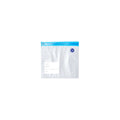 Small transparent vacuum valve bag with blue double-zip closure and circular valve